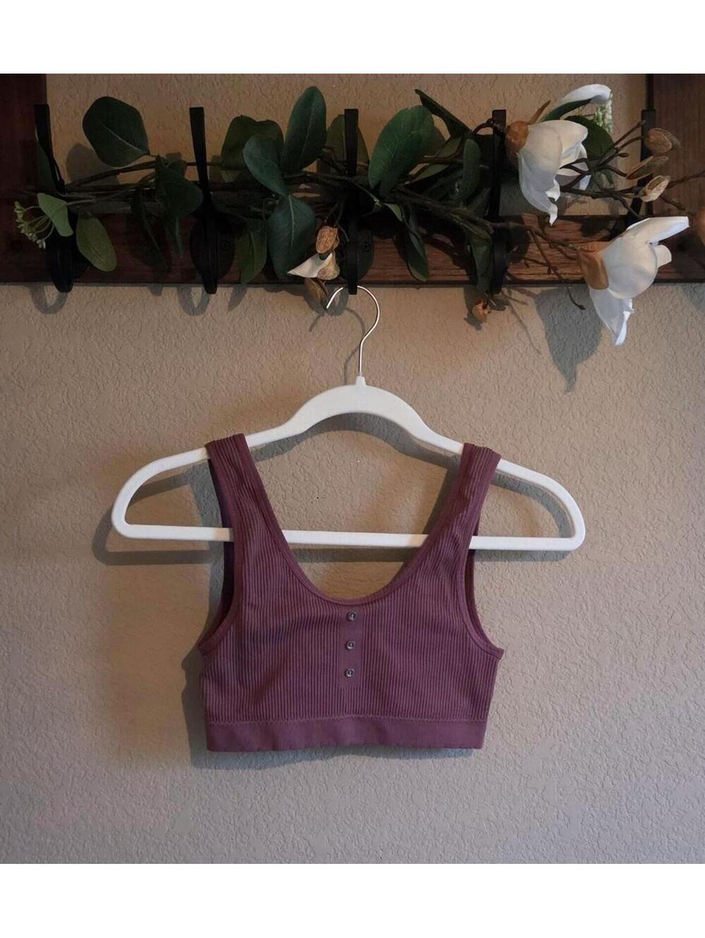 Lucky Brand Ribbed Sports Bra in Mauve, Size M